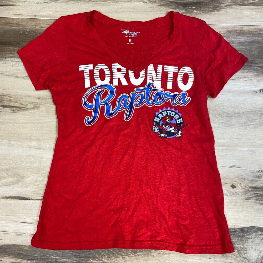 Toronto Raptors T Shirt Womens Medium V Neck Short Sleeve Carl Banks G III